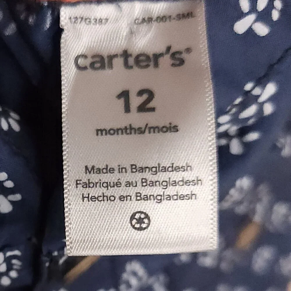 Carter's Toddler Girl's Blue Southwestern Hooded Cotton Top 12 Months